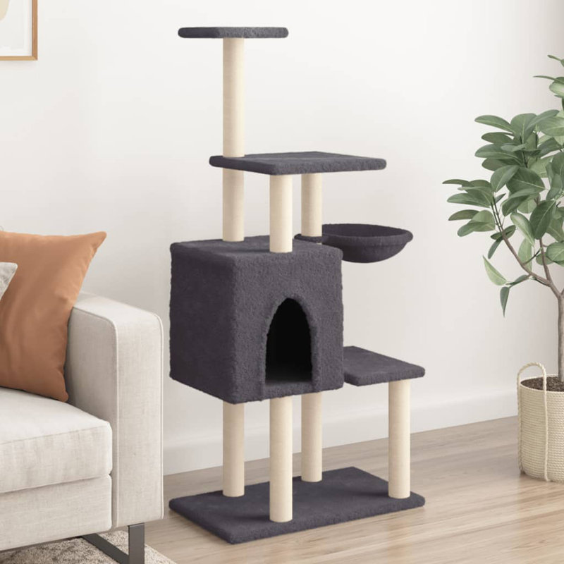 131 cm H Cat Tree / Condo, Dark Grey