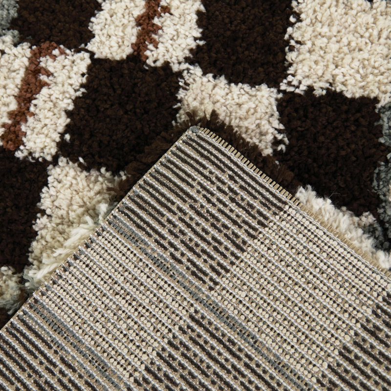 Kraus Brown Modern Checkered Area Rug, Rectangle 5'3" x 6'11.9"