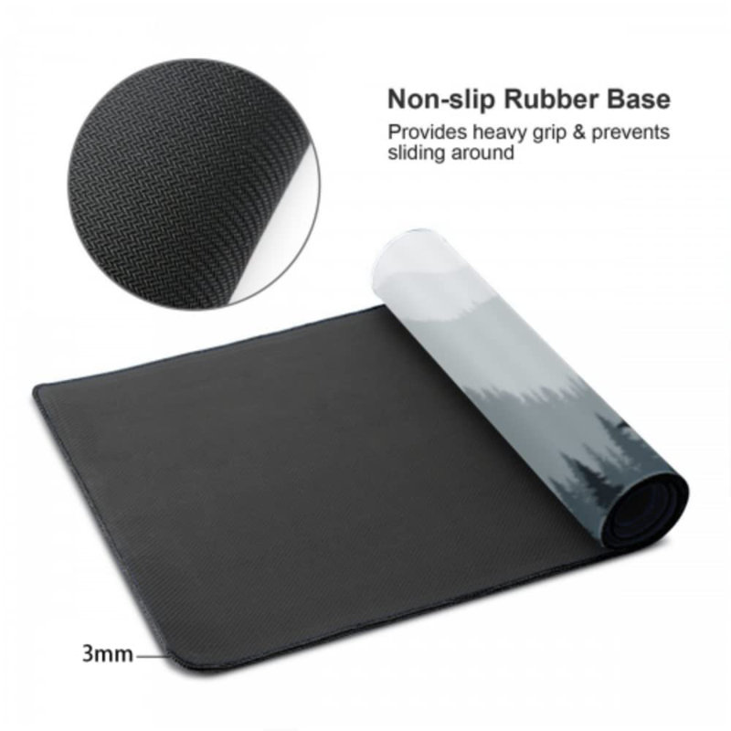 Large Mouse Pad, Full Desk XXXL Extended Gaming Mouse Mat 35" X 17", Misty Forest Design Background Mousepad Keyboard With Non-Slip Rubber Base For Gaming Office Laptop Computer, Tree
