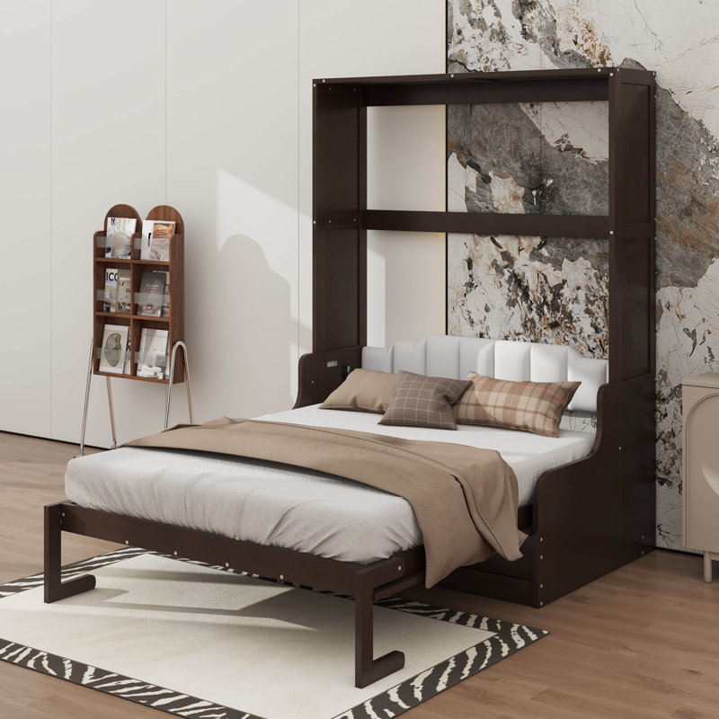 Grand lit escamotable avec coussin, Espresso