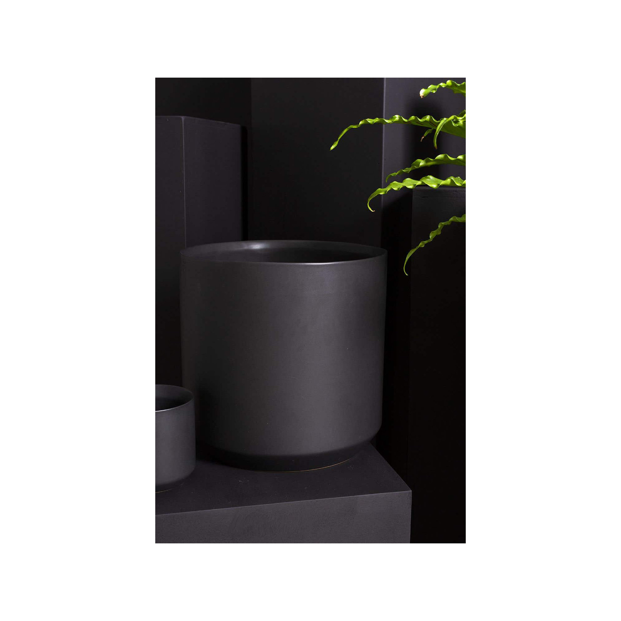 Parsons Handmade Ceramic Pot Planter, Black, 11.75" H x 12" W x 12" D