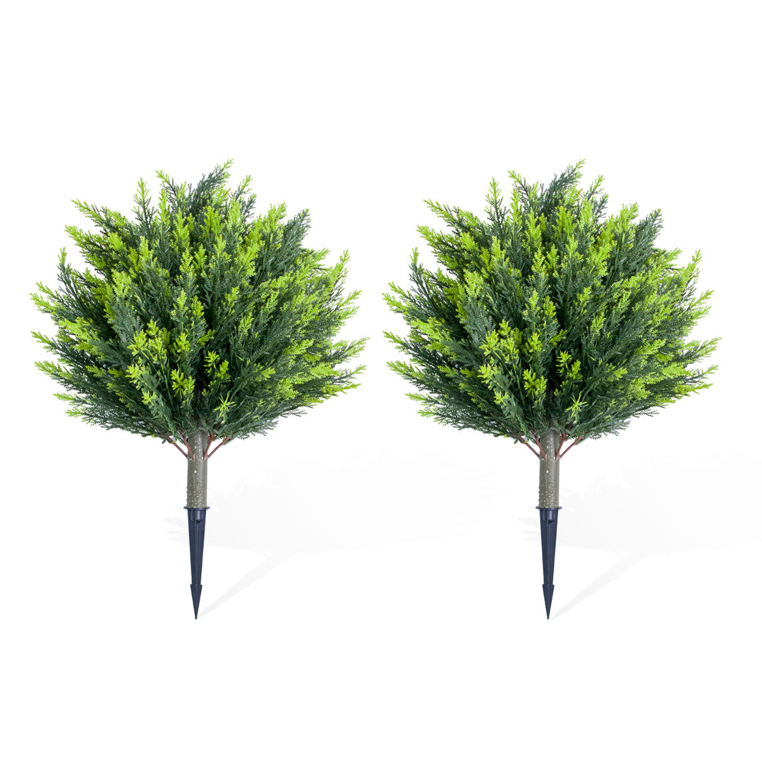 Artificial Topiary Ball Tree with Ground Spike, Artificial Cypress Topiary Tree with Metal Stake,Fake Evergreen Shrubs Bushes Plants with Ground Spike