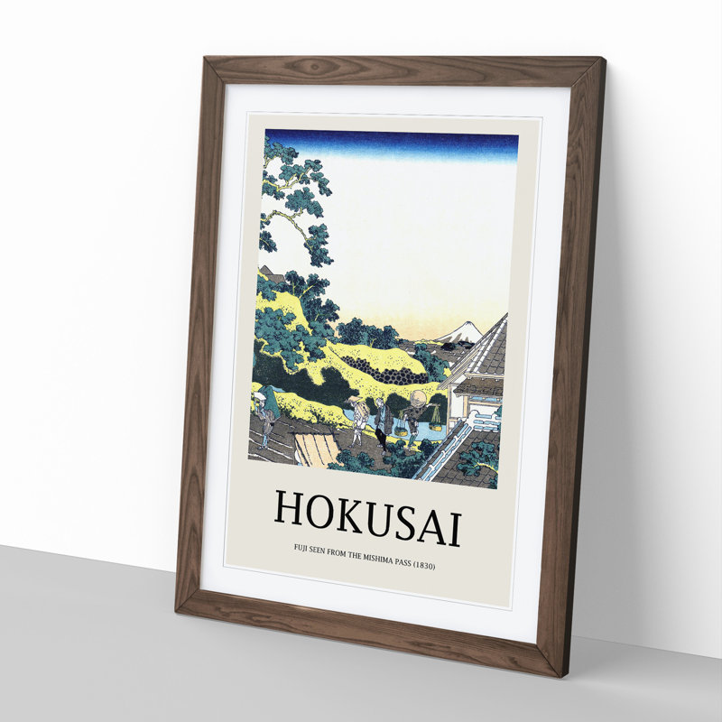 Mishima Pass by Katsushika Hokusai - Picture Frame Painting, 48cm H x 36cm W x 2cm D, Walnut