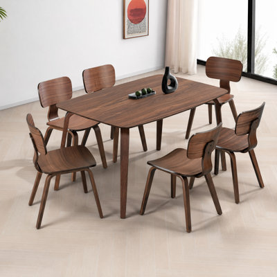 Nova Wood Dining Set with Curved Chairs