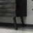 Modern 3-Door Storage Cabinet With Carved Doors & Wooden Legs, Black