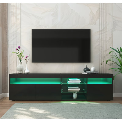 70.8" High Gloss TV Stand With LED