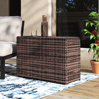 Moderne d'extérieur - Cadre thermolaqué, 2 espaces pour boissons, P 13 po x l 33 po, zones d'appoint, 13 po, 33 po, 22 po