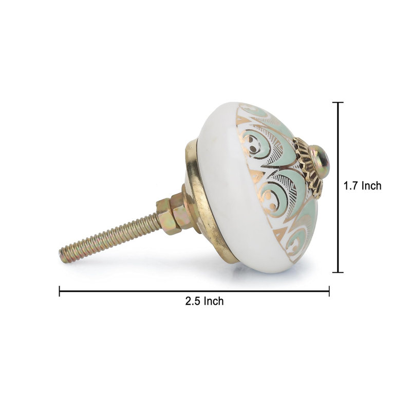 Pack Of 20 Ceramic Cabinet Knobs,Polished Finish,Light Green