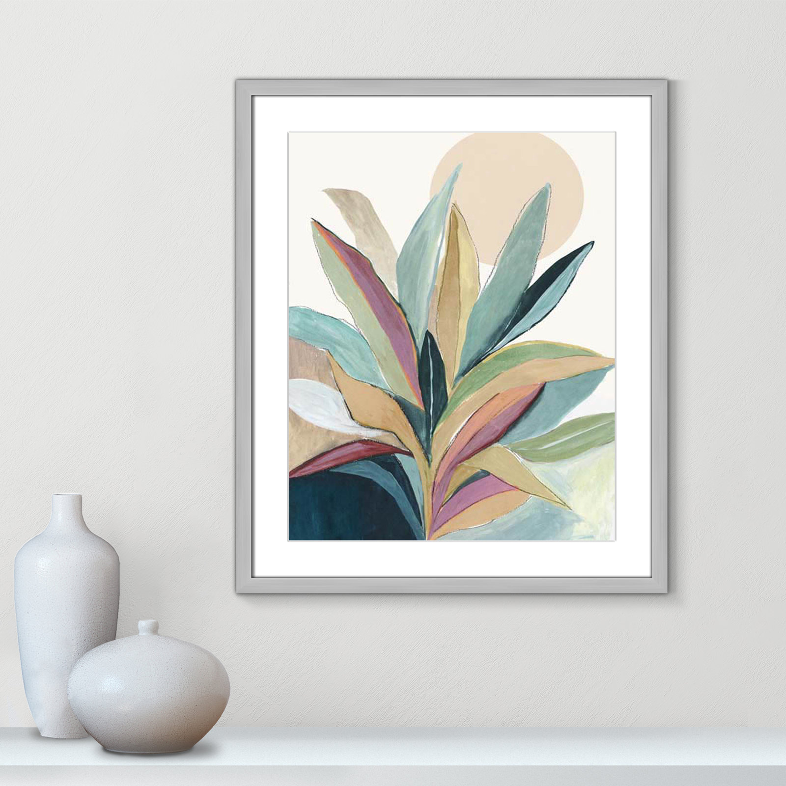 Sherbrooke Sunny Bright Leaves I by Asia Jensen Print, Yes, 25.5" H x 21.5" W x 1.25" D, Silver Single Picture Frame