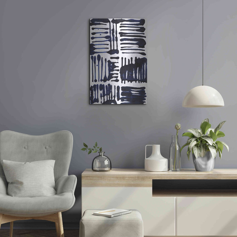 "Indigo Stripes II" par Jodi Fuchs, H 24 po x l 16 po