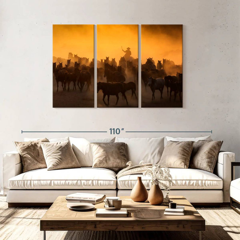 Lelar Herding Horses, 48" H x 74" W