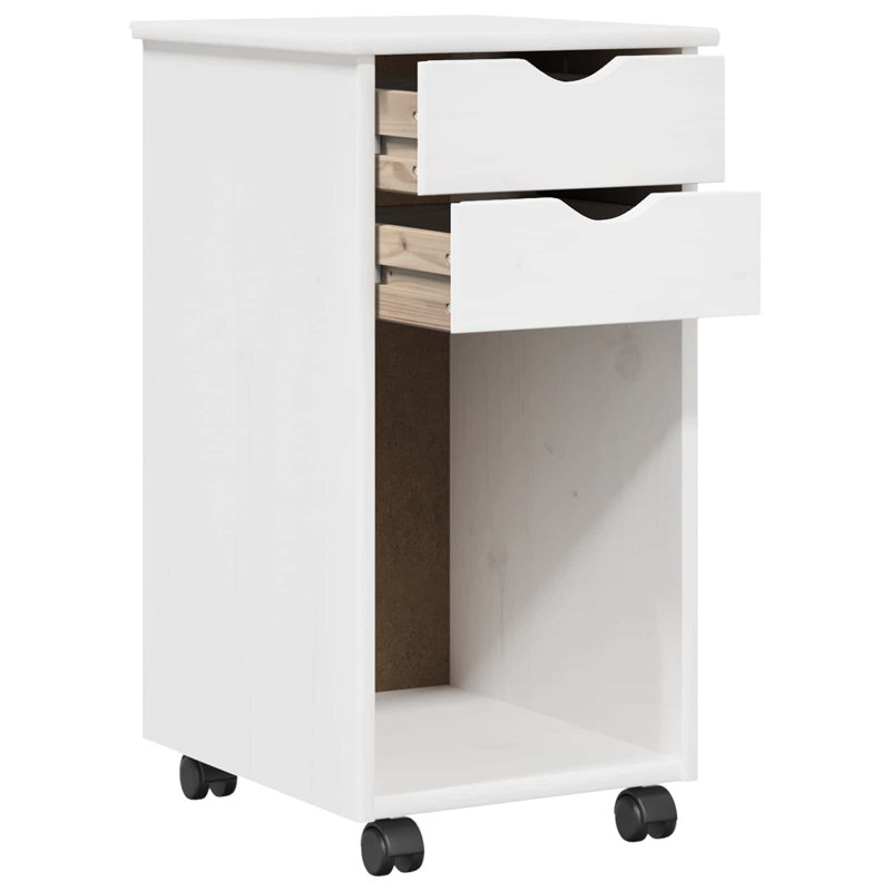 34 cm W 2 -Drawer Solid Wood Filing Cabinet, White