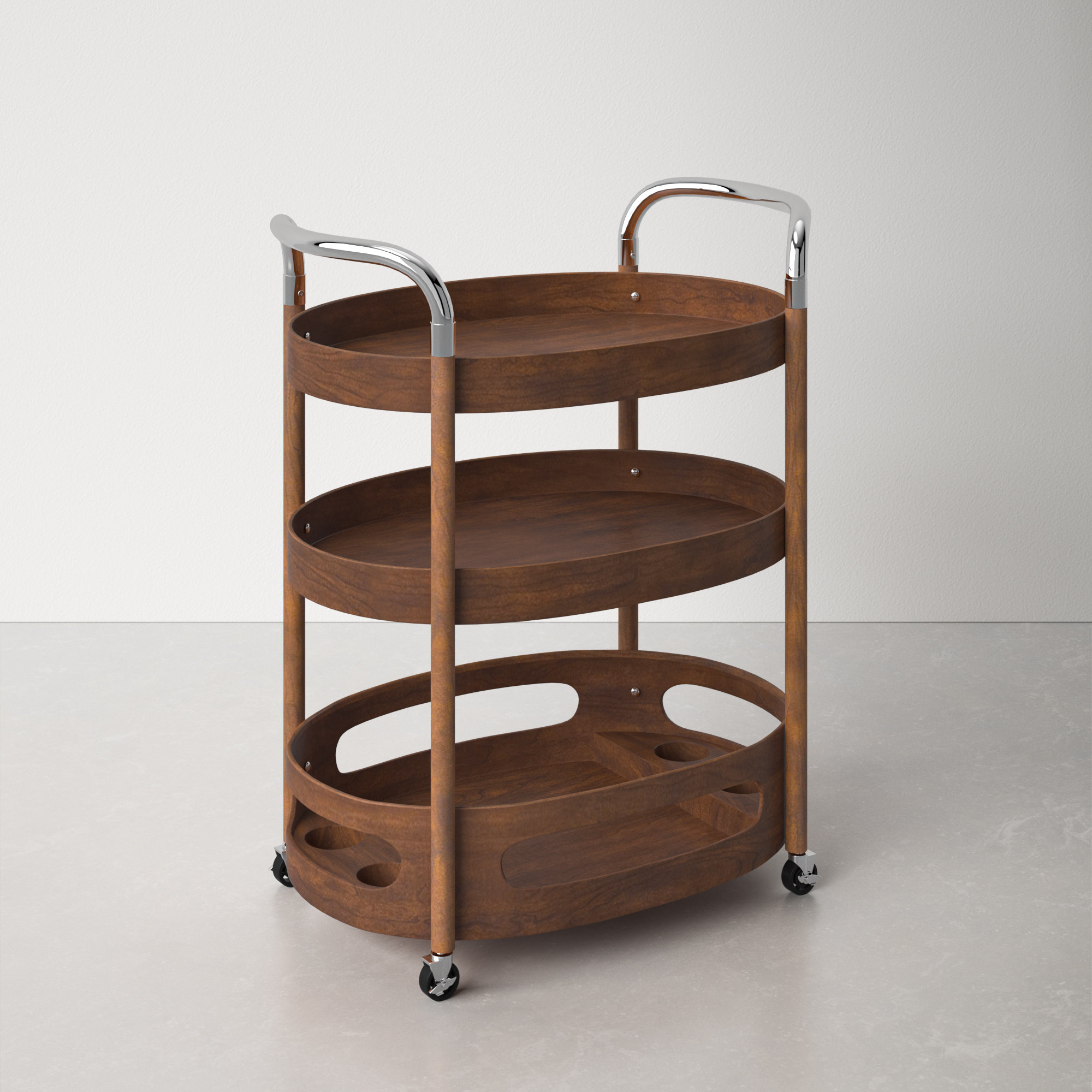 Bar Cart, Walnut, Walnut