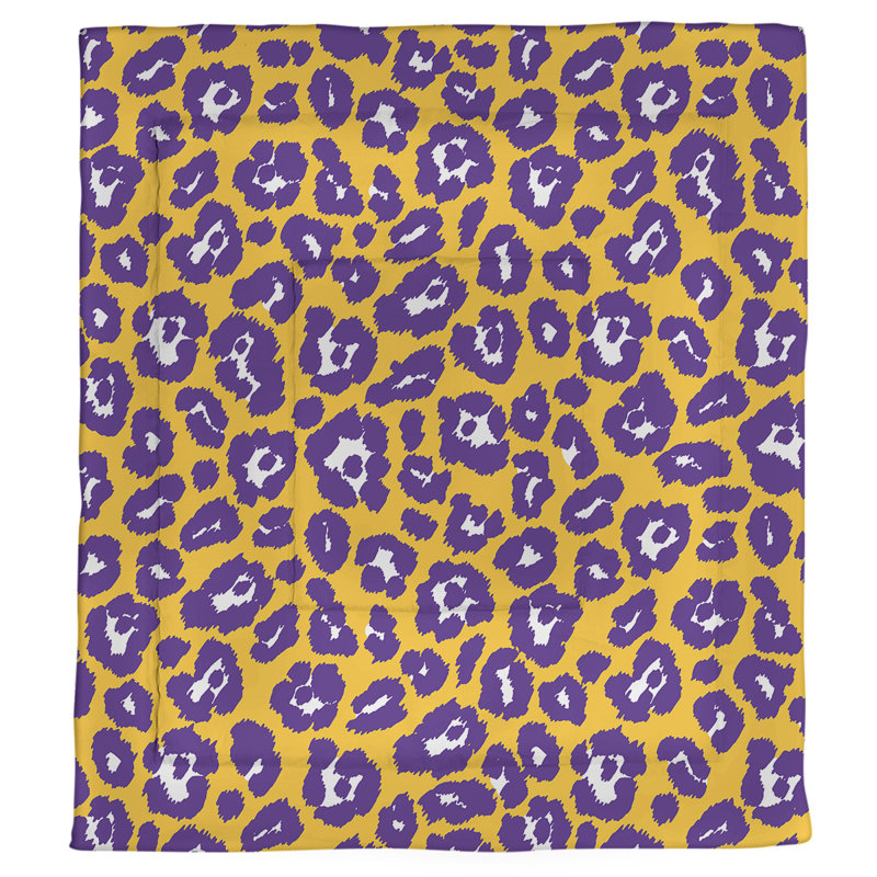 Polyester Animal Print Comforter, King Comforter, White/Purple