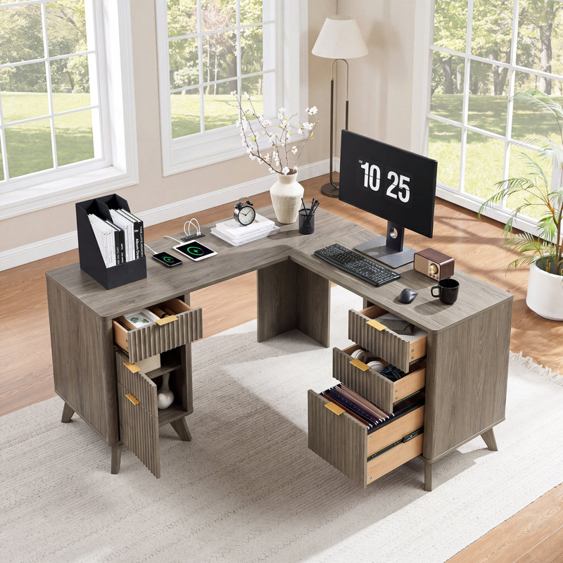 Bureau de direction en L 59 po, Alder Grey