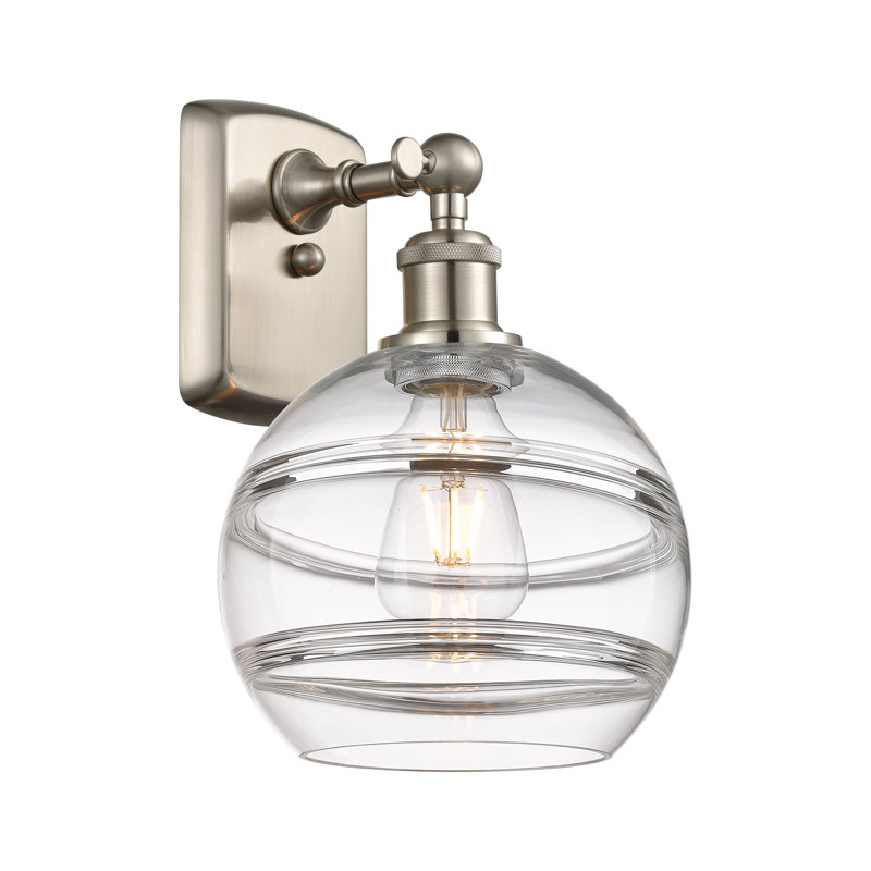 Applique murale 1 lumière Ballston Bienes, Transparent, H 10,88 po x l 8 po x P 8,13 po, Nickel satiné