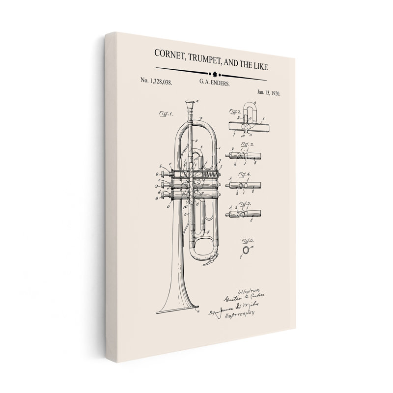 Trompette Blueprint No1, Black Framed, Poster, 08"H x 10"W