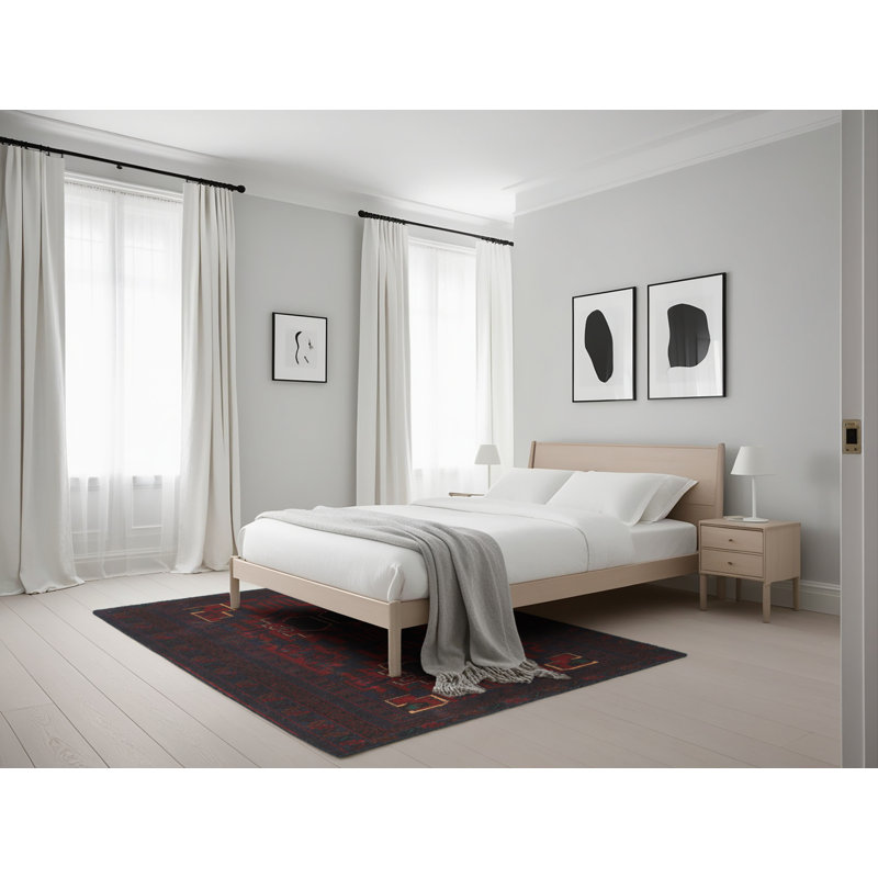 Tapis sud-ouest Mehroon / noir / crème, Rectangle 5 pi x 7 pi