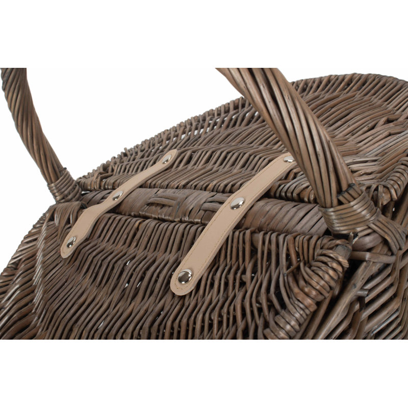 Wicker Unlined Oval Picnic Basket, Antique