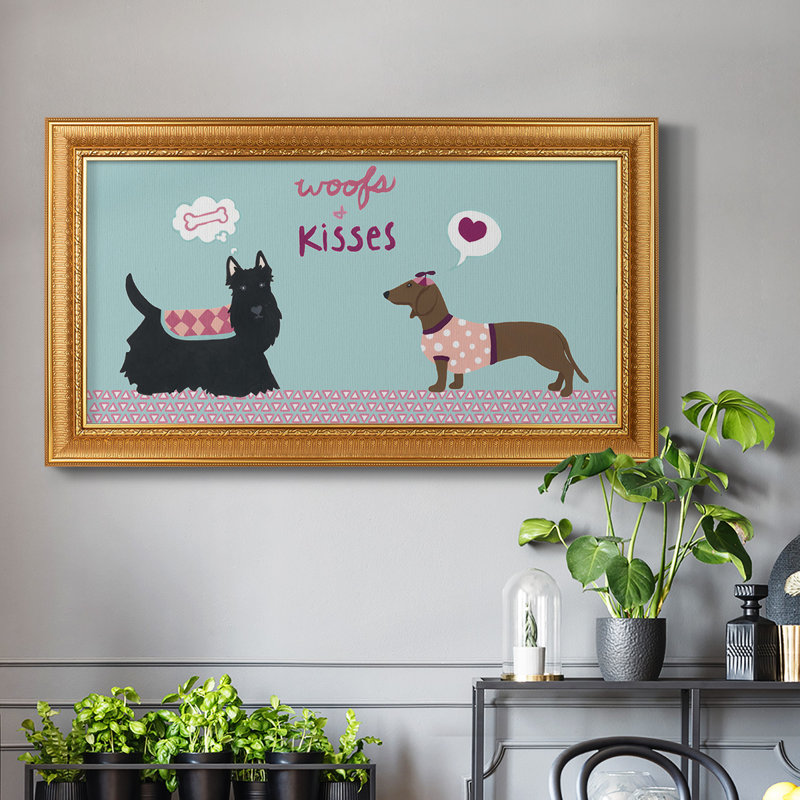 Valendogs Collection C - reproduction de photo sur toile, H 29 po x l 53 po, Cadre rétro en bronze doré