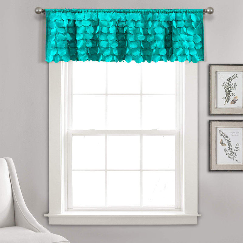 Gigi Scalloped Window Valance, Turquoise, 70" W x 14" L