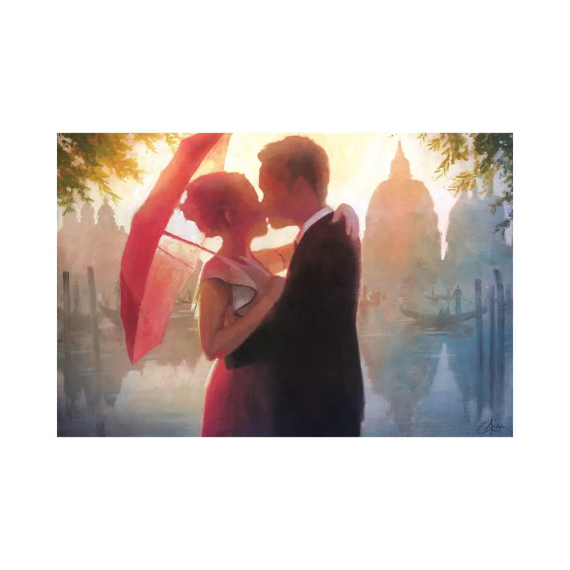 Red Umbrella In Venice 1 Piece Wall Art on Canvas, 66.04 cm H x 45.72 cm W x 1.91 cm D, Wrapped Canvas