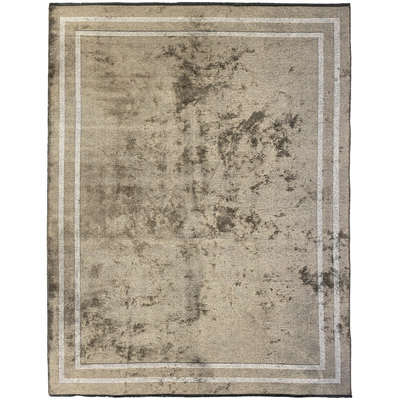 Tapis brun en coton à motif abstrait Rapture, Rectangle 7 pi 10 po x 9 pi 10 po