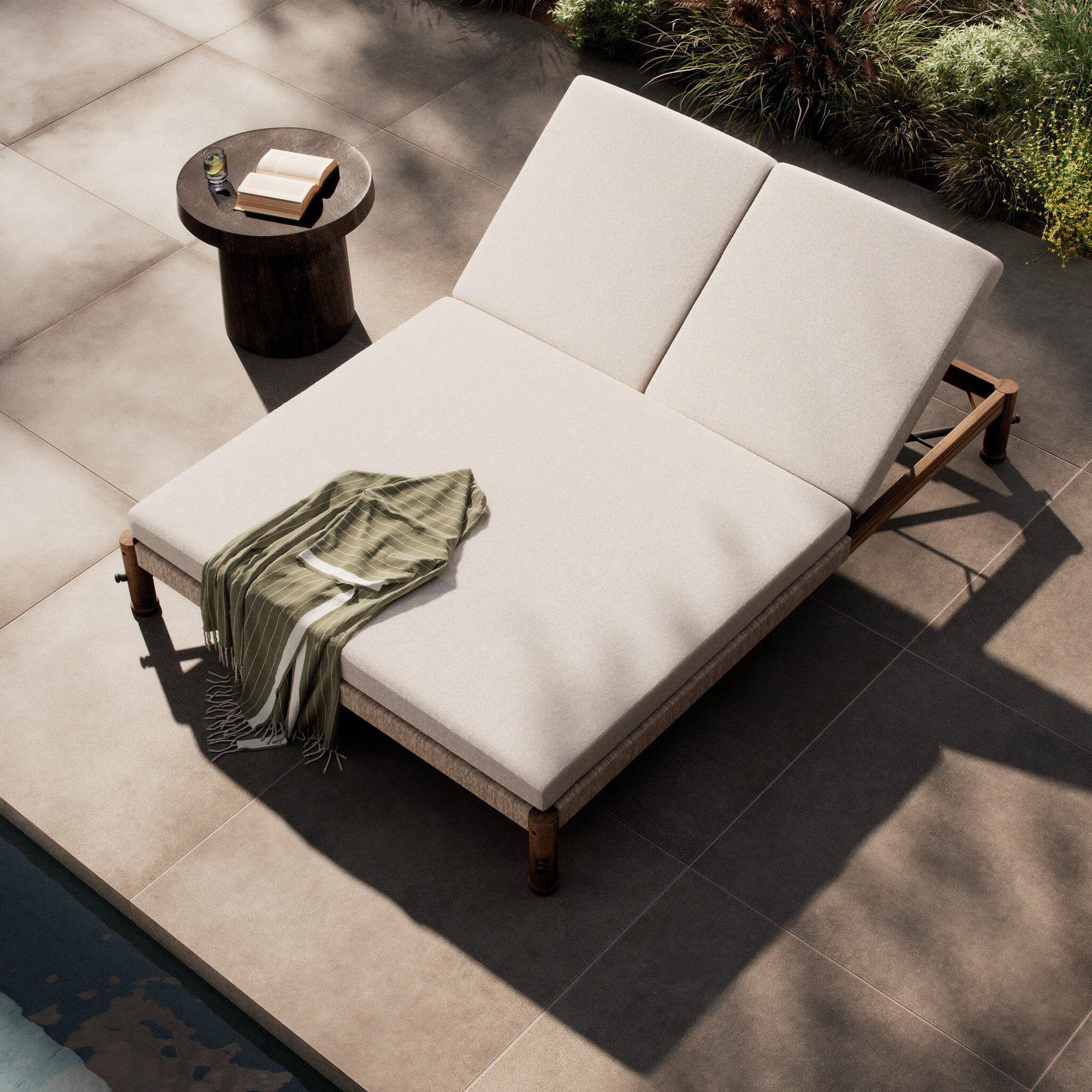 Finnegan Outdoor Double Chaise, Alessi Linen