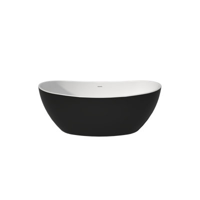 Fslefay 60'' Freestanding Soaking Bathtub Acrylic Freestanding Tub