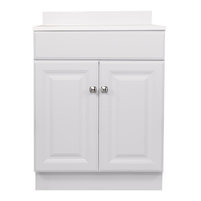 Wyndham 25 Inch Bathroom Vanity with Top, Ready to Assemble, Solid White