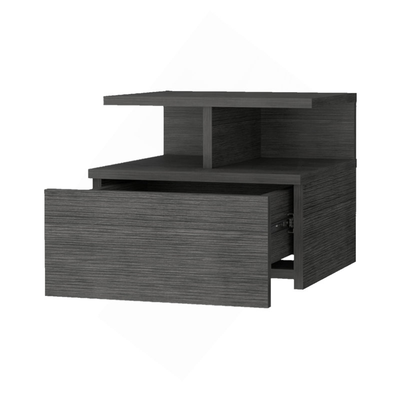 Smokey Oak 2-Tier Shelf Floating Nightstand, Gray