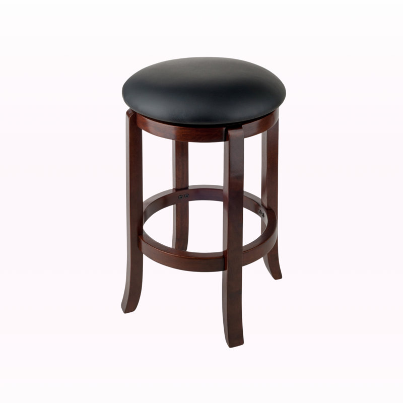 Maria Black and Brown Cushioned Swivel Seat Counter Stool, 24.06'' H, 16.84'' W, 16.68'' D