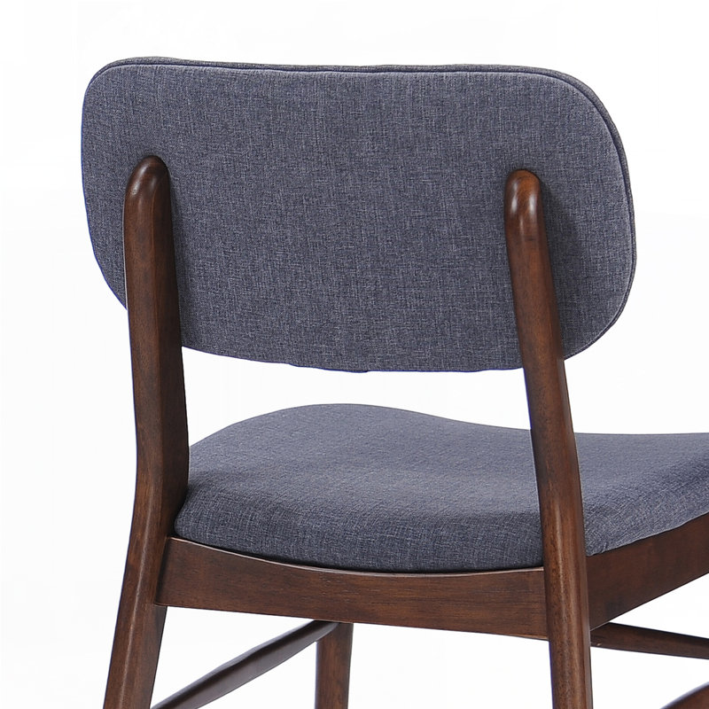 Ensemble de chaises de salle à manger rembourrées Mid-Century avec structure en bois d'hévéa, ensemble de 2