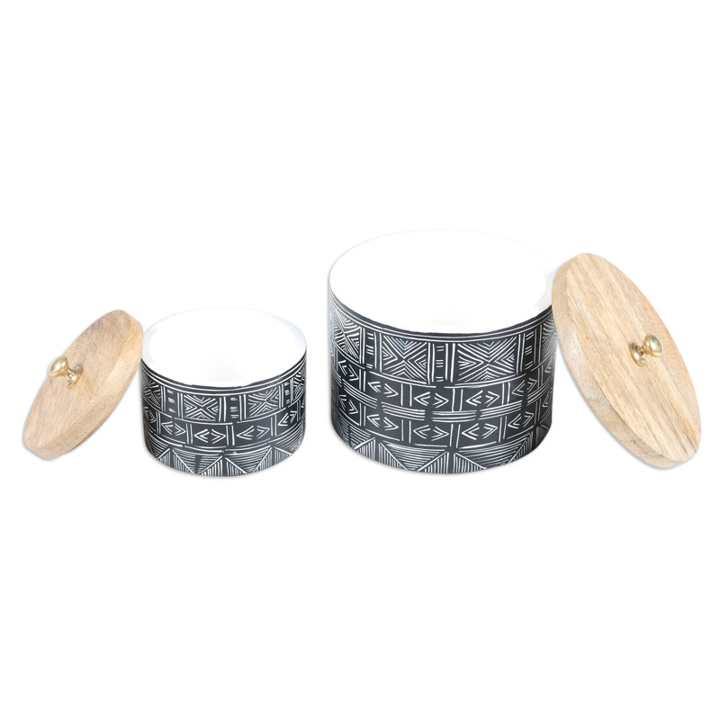 Ensemble de 2 boîtes décoratives en bois faites à la main Croll