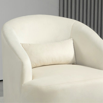 Fauteuil d'appoint pivotant 366 degrés, fauteuil incurvé rembourré en velours, fauteuil de loisirs contemporain entièrement assemblé pour le bureau de la chambre à coucher du salon