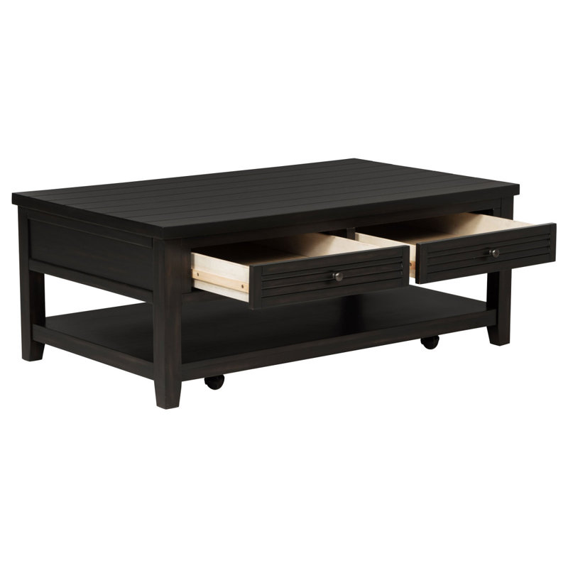 Sutter Distressed Java 2-Drawer Rectangular Coffee Table