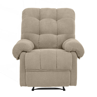 Overstuffed Recliner Chair with Padded Footrest, Ergonomic Support for Reading and Home Theater, Soft Fabric Seating