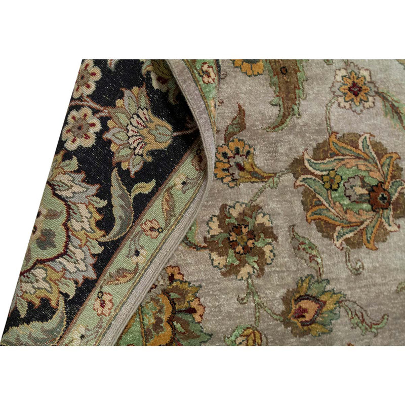 Tapis beige / noir / ivoire noué à la main