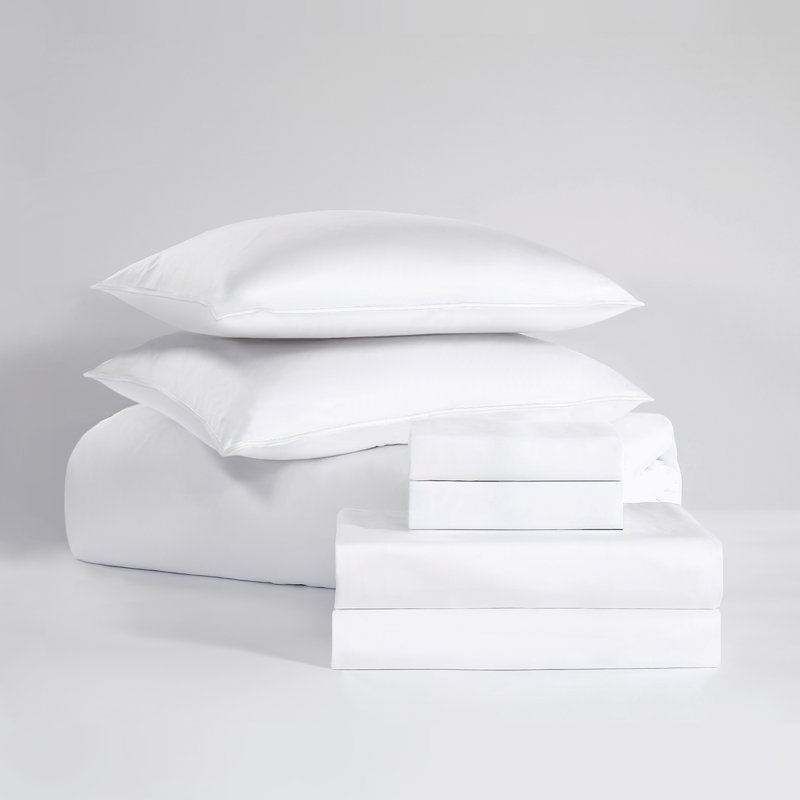 Silken Sateen TENCEL Duvet Cover Set , Queen, White