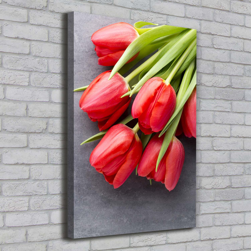 Red Tulips - Wrapped Canvas Print