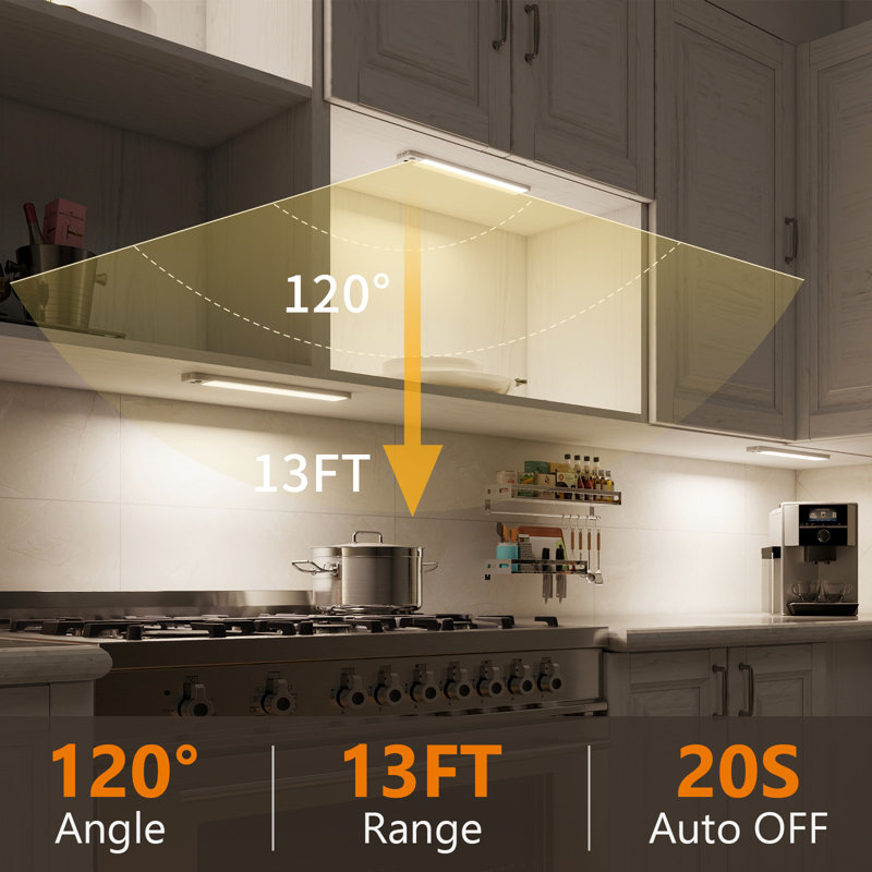 3 Packs 12 inch Rechargeable Under Cabinet Light Motion Sensor, 4000K Dimmable with Remote Control