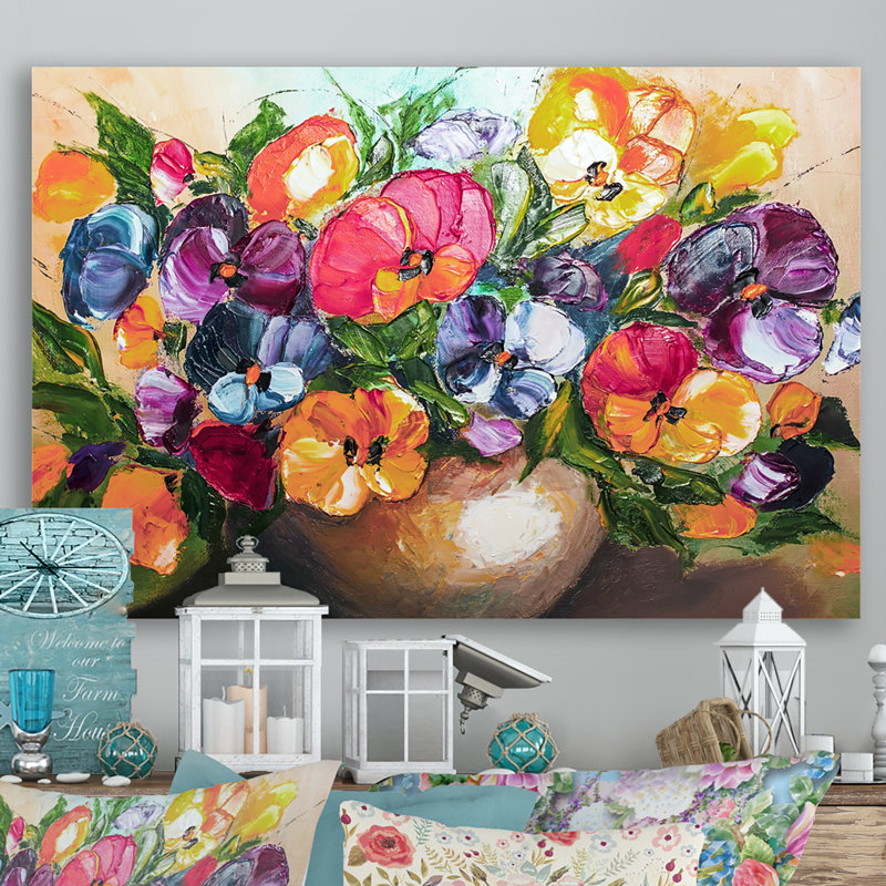 Fleurs et fruits impressionnisme - reproduction de cadre flottant sur toile, H 8 po x l 12 po x P 1 po, Toile tendue