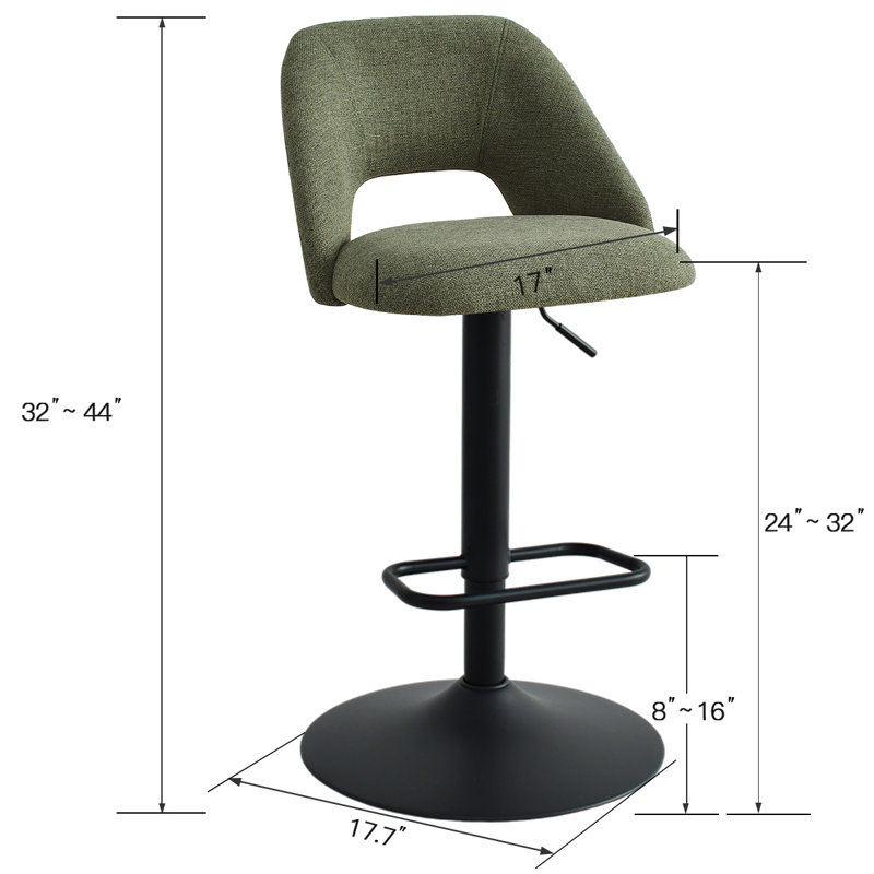 Tabouret de bar rotatif à hauteur ajustable Bridgette 24 "à 32" (ensemble de 6, Vert olive