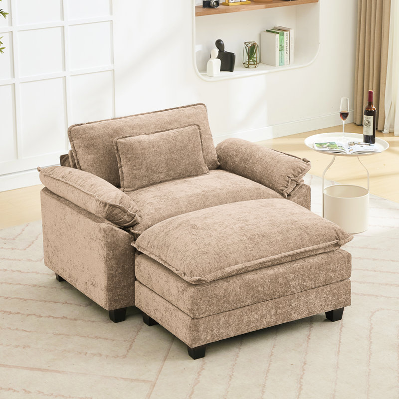Canapé simple avec repose-pieds 53 po Adonia Arale, Kaki