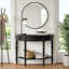 Navy Farmhouse Half Moon Console Table with Storage Drawer and Open Shelf, Rustic Sofa Accent Table for Entryway Hallway Foyer Living Room-130134499