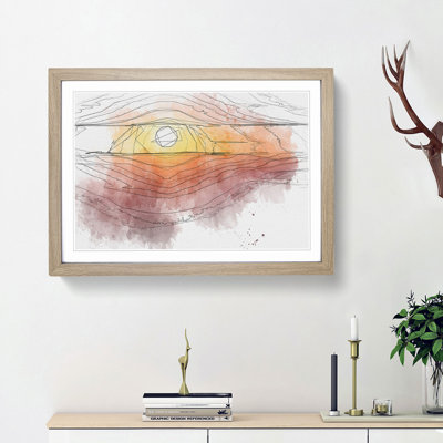 Sunset over the Hills in Abstract - Picture Frame Graphic Art Print