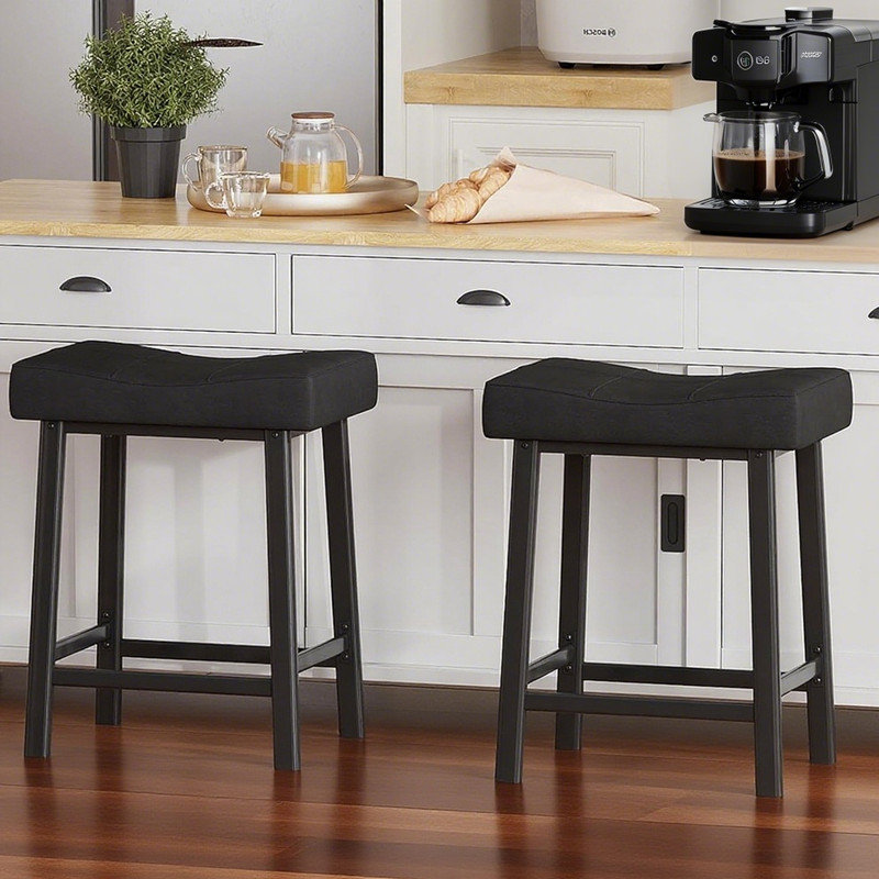 Counter Stool with Metal Frame, Black, Grey
