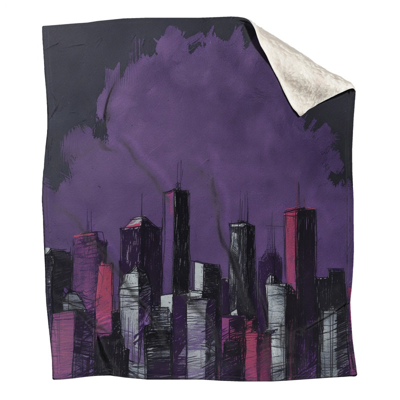 Couvertures mauves City Skyline, 50 po L x 60 po H