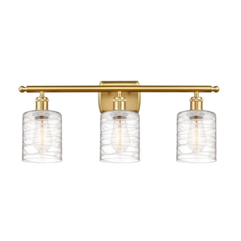 Éclairage de salle de bain à intensité variable à 3 lumières Leilani, Ampoule incandescente rétro de 60 watts, Or satiné
