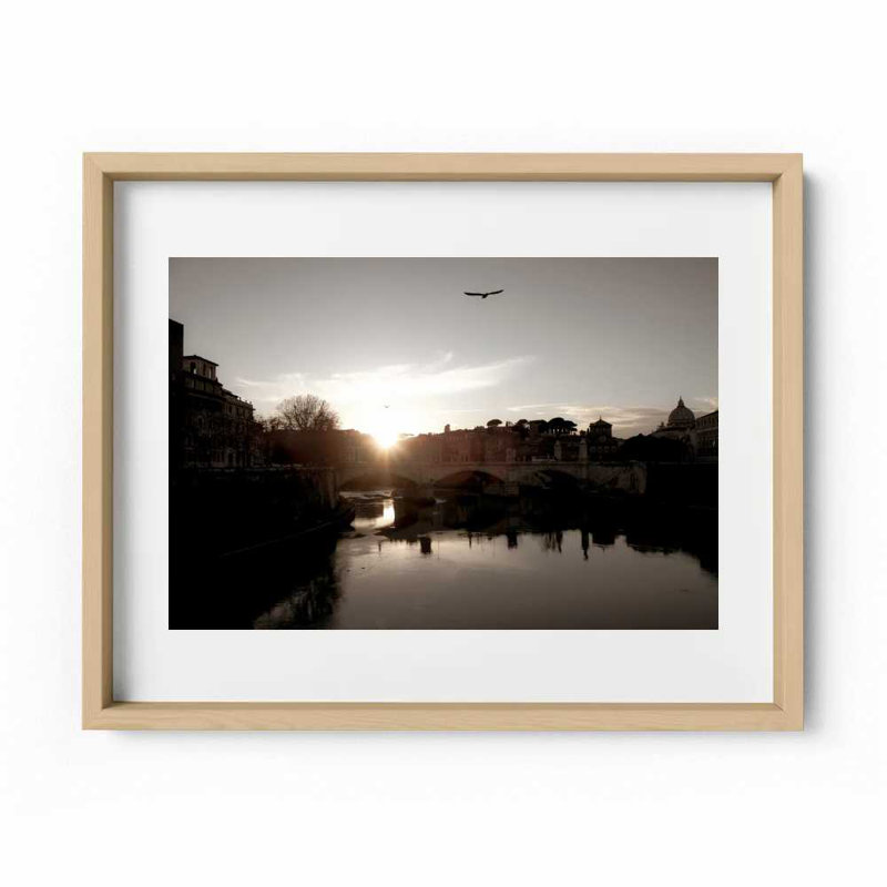 Tiber Sunset Print by Joseph Regan, Natural, 14" H x 16" W x 0.75" D